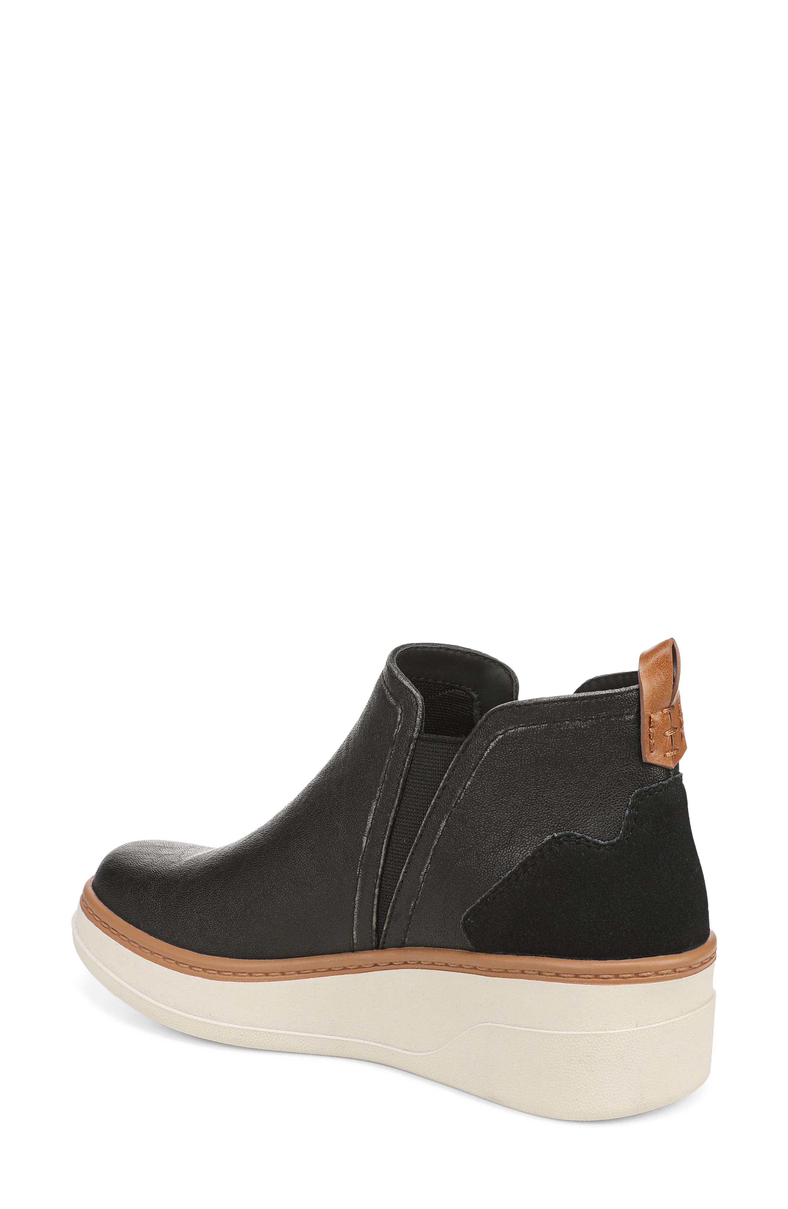 Charming Faux Leather Wedge Sneaker Bootie, Alternate, color, BLACK FAUX LEATHER