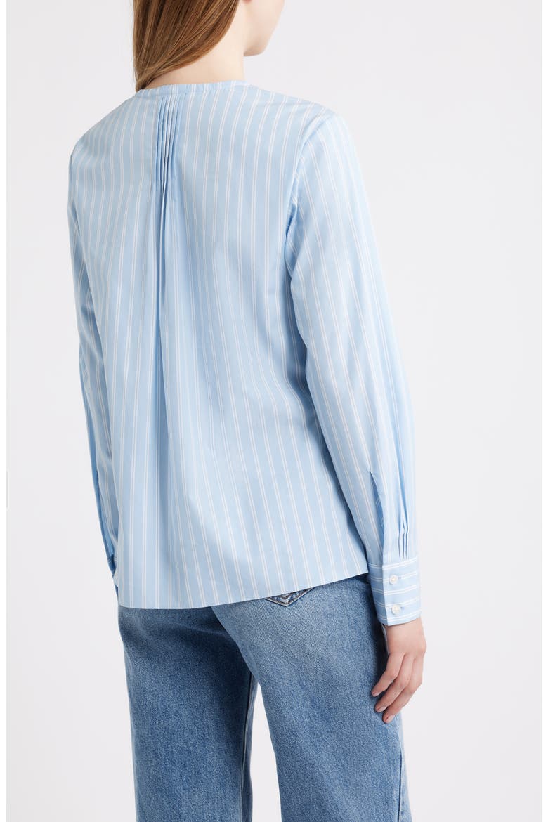 Asher Stripe Pleated Cotton Blouse, Alternate, color, LBLST
