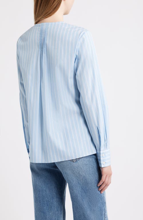 Rag & Bone Asher Stripe Pleated Cotton Blouse In Blue