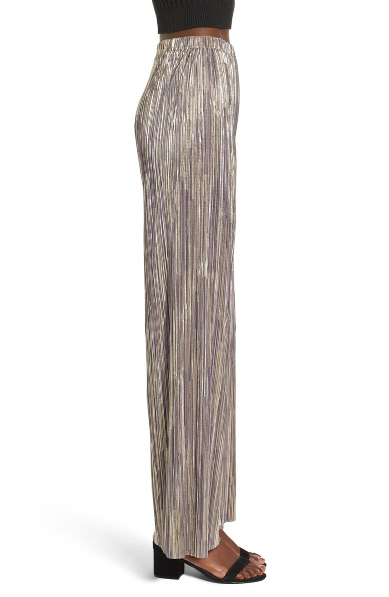 Leith Metallic Pleat Pants, Alternate, color, 