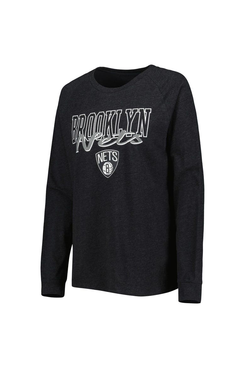 Women's Concepts Sport Heather Black/Heather Gray Brooklyn Nets Team Raglan Long Sleeve T-Shirt & Shorts Sleep Set, Alternate, color, Heather Black