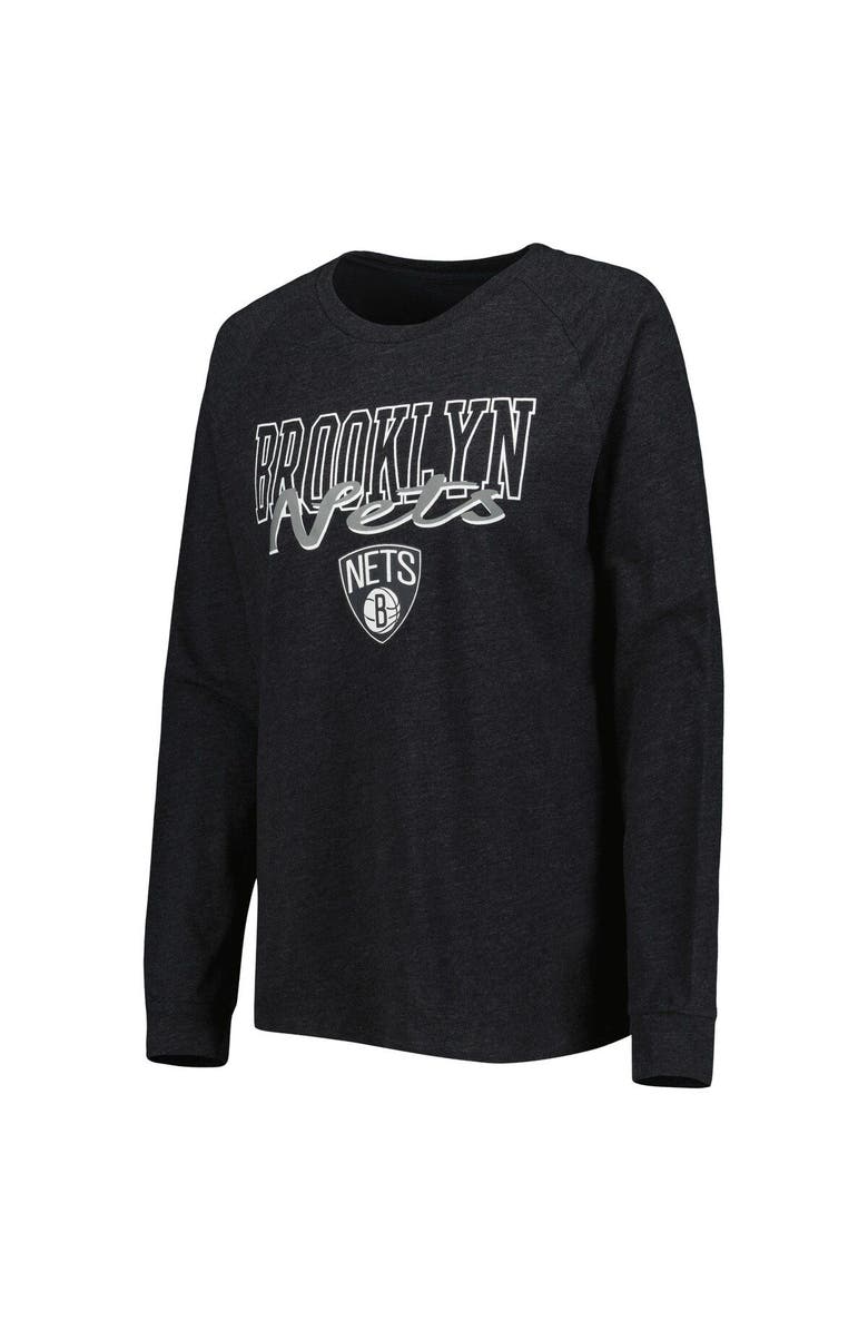 CONCEPTS SPORT Women's Concepts Sport Heather Black/Heather Gray Brooklyn Nets Team Raglan Long Sleeve T-Shirt & Shorts Sleep Set, Alternate, color, Heather Black