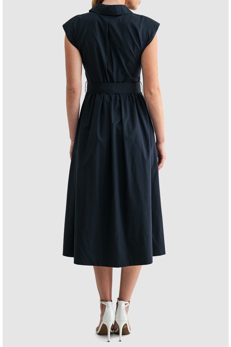 Belted A-Line Midi Shirtdress, Alternate, color, NAVY