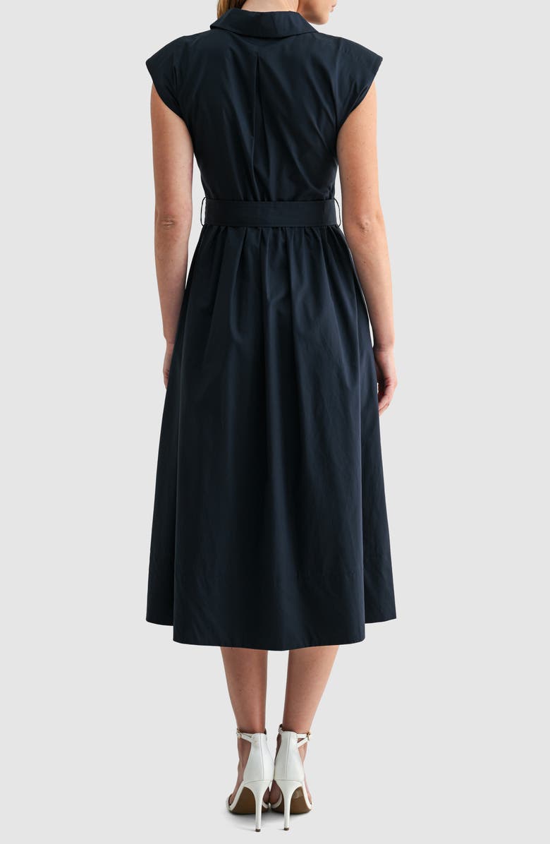 Mila Mae Belted A-Line Midi Shirtdress, Alternate, color, Navy