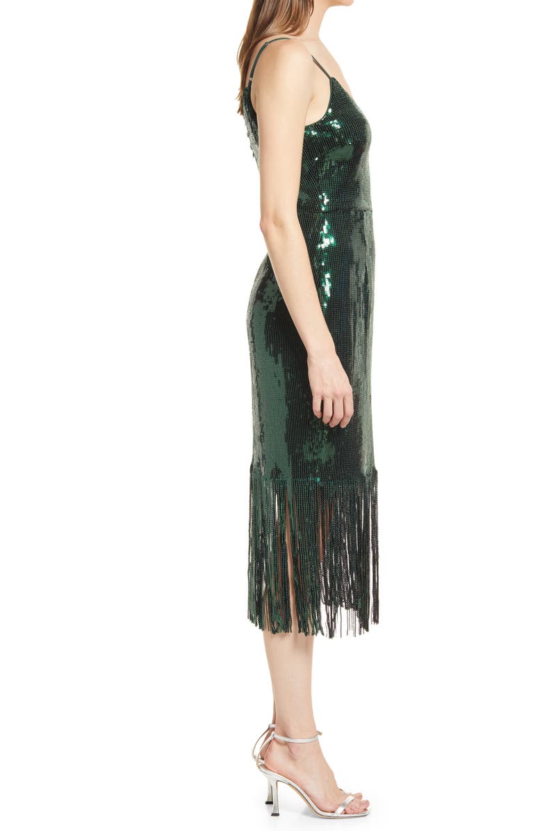 Lulus Anjou Sequin Fringe Sleeveless Midi Dress, Alternate, color,