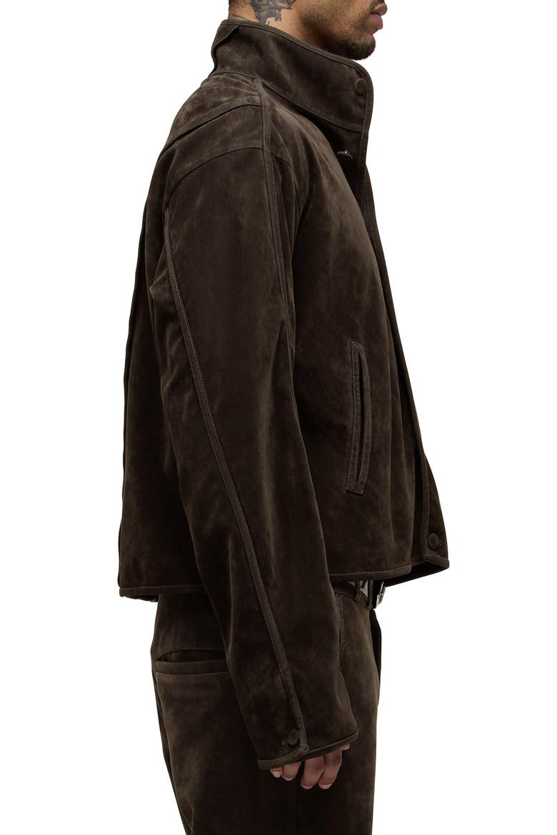 Faux Suede Jacket, Alternate, color, DARK BROWN