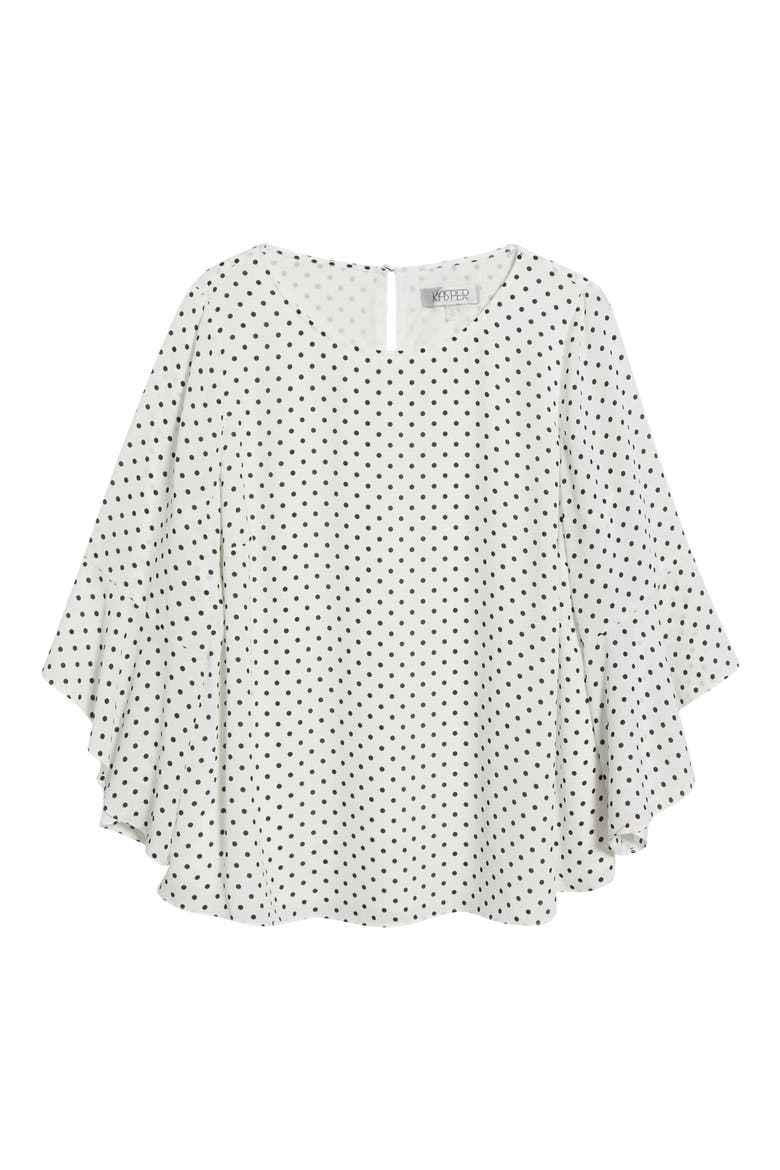 Ruffle Sleeve Top, Alternate, color, WHITE/ BLACK
