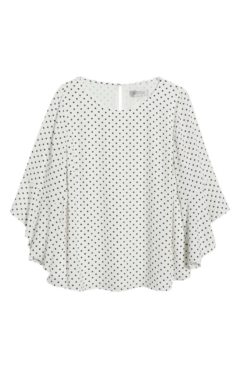 KASPER Ruffle Sleeve Top, Alternate, color, White/ Black