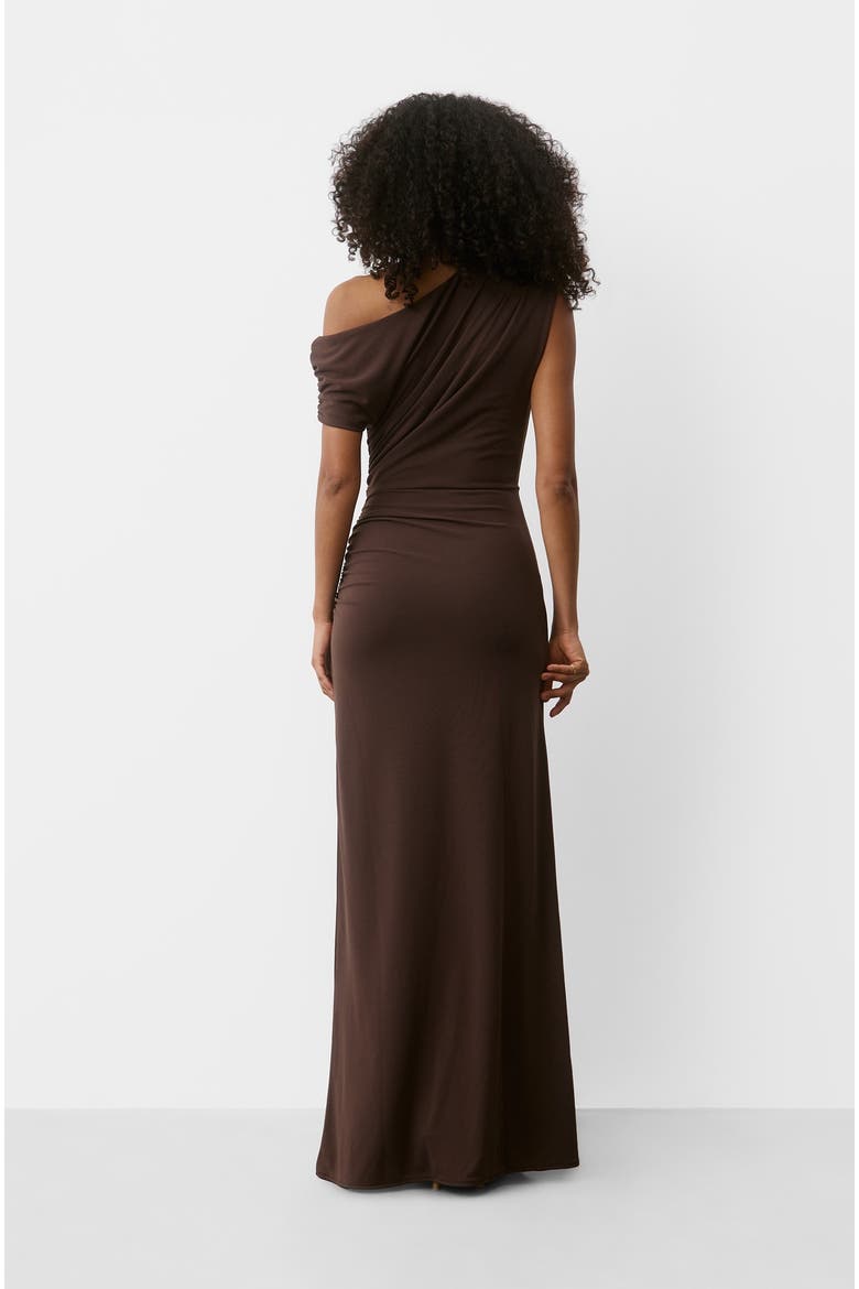 Asymmetric Neck Sculpt Bridesmaid Dress, Alternate, color, Chocolate