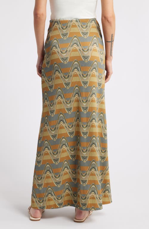 Faithfull The Brand Eliza Pattern Maxi Skirt In Ripple Green