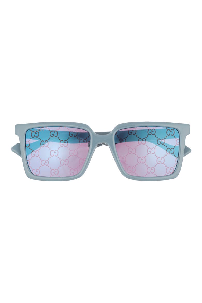 Logo Square Sunglasses, 55mm, Main, color, LIGHT BLUE LIGHT BLUE VIOLET
