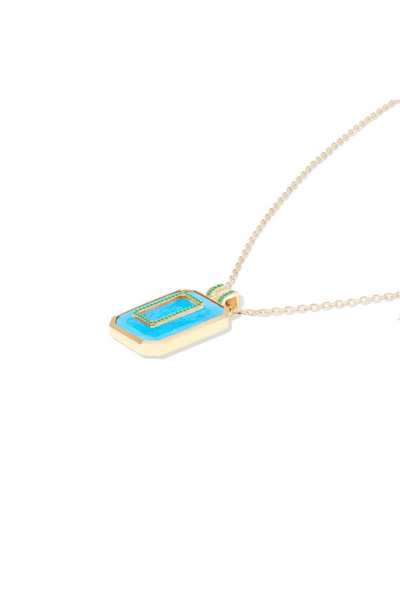 Spark Emerald Cut Pendant Necklace, Alternate, color, Turquoise & Emerald-Gold