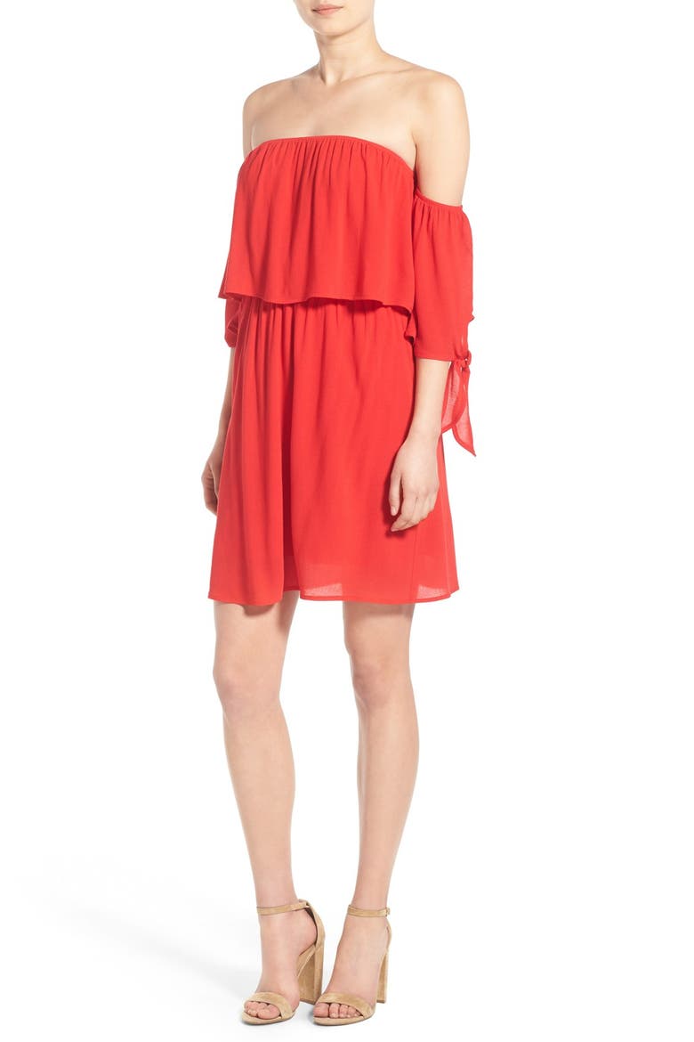dee elle Off the Shoulder Dress, Main, color, RED