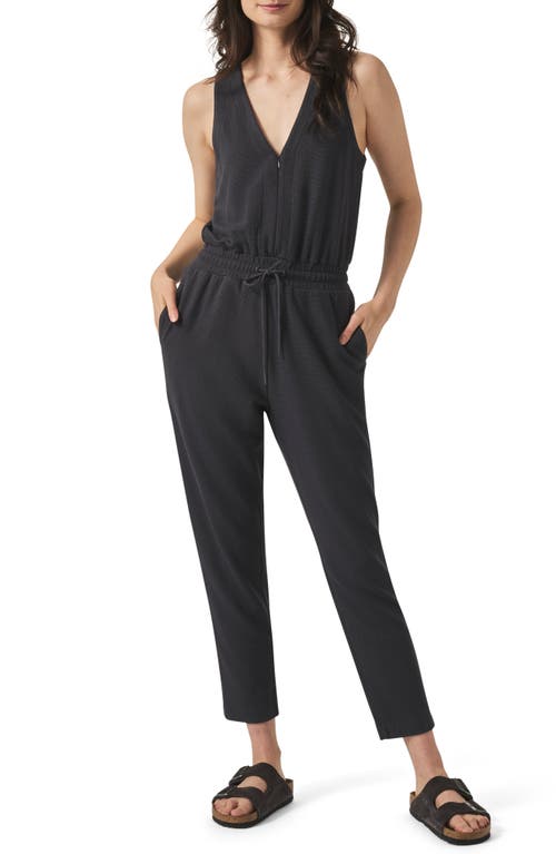 Splendid Waffle Scuba Tank Jumpsuit In Lead In Lead