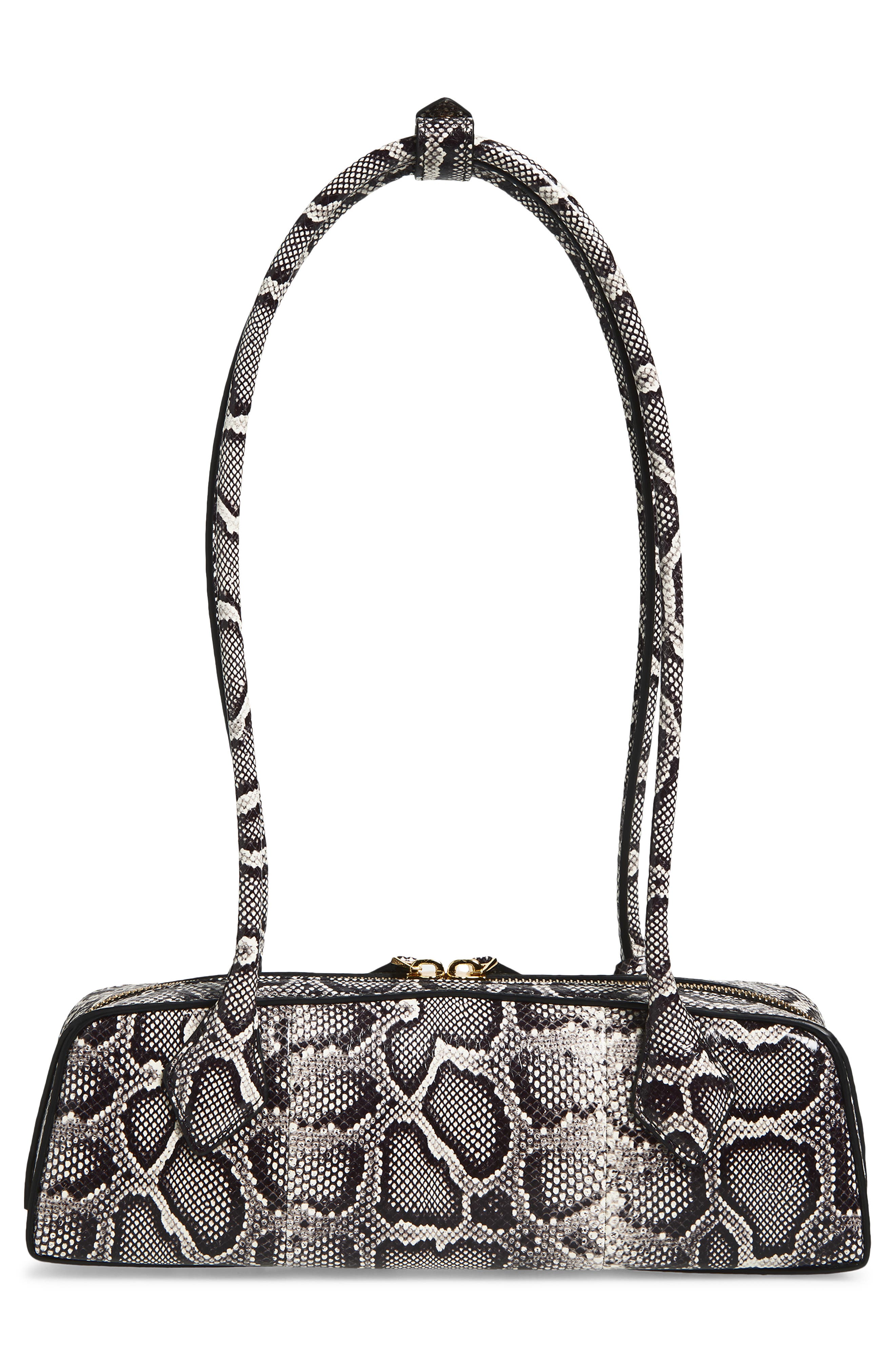 Alaïa Small Le Teckel Genuine Snakeskin East/West Shoulder Bag, Alternate, color, Blanc/ Noir