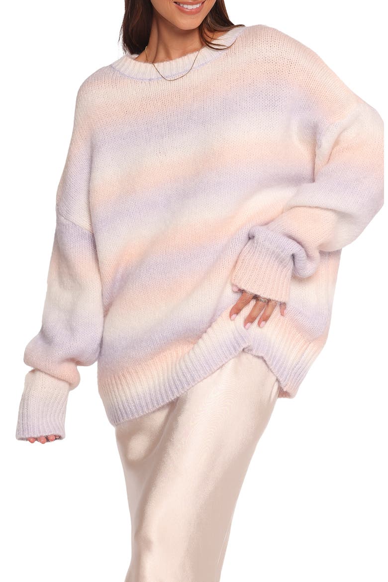 Joy Oversize Stripe Sweater, Main, color, LAVENDER STRIPE