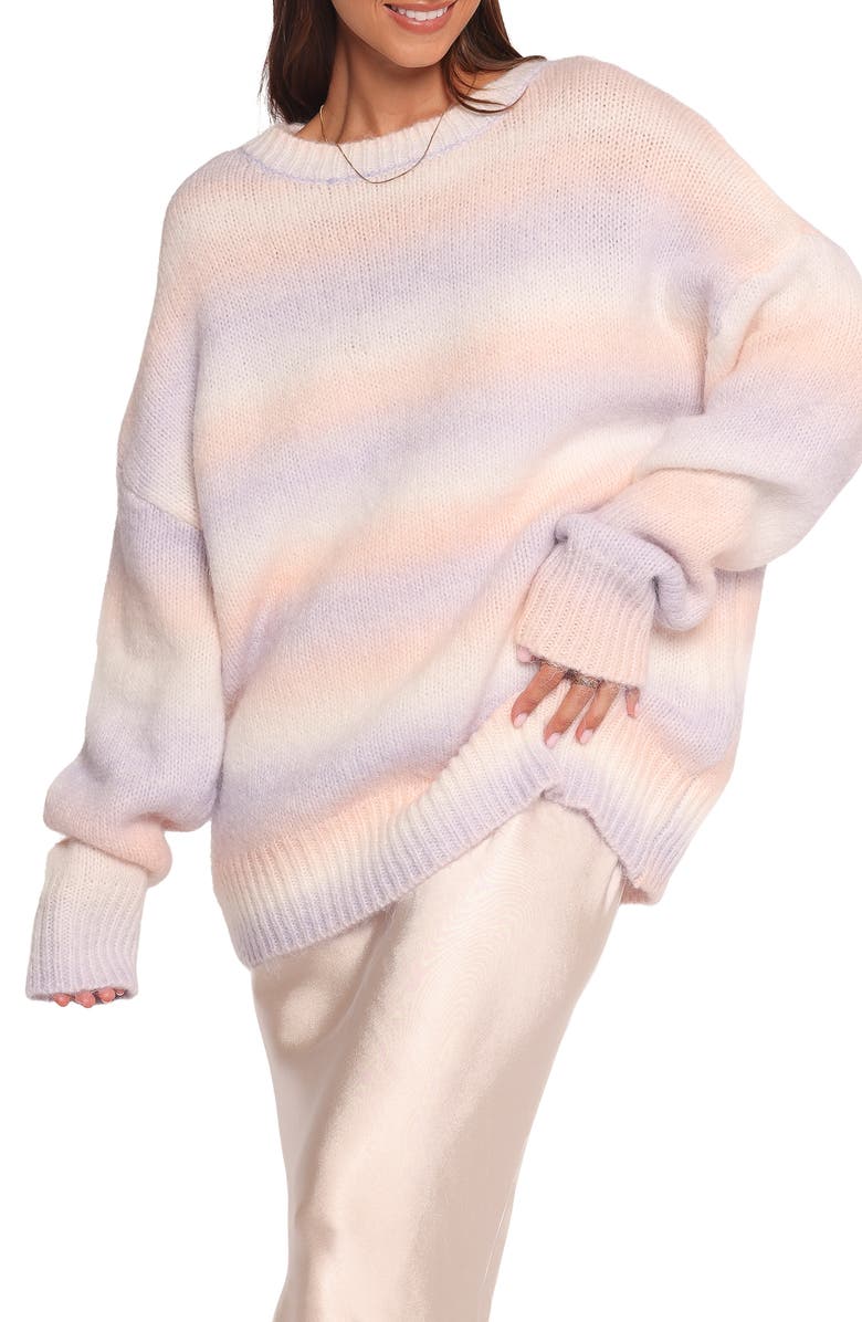 Petal & Pup Joy Oversize Stripe Sweater, Main, color, Lavender Stripe