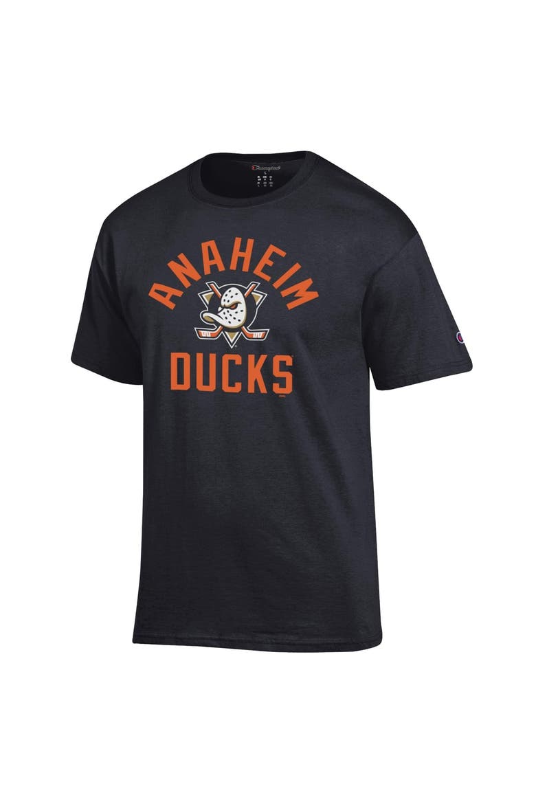 Men's Champion  Black Anaheim Ducks Primary Logo Jersey T-Shirt, Alternate, color, Black