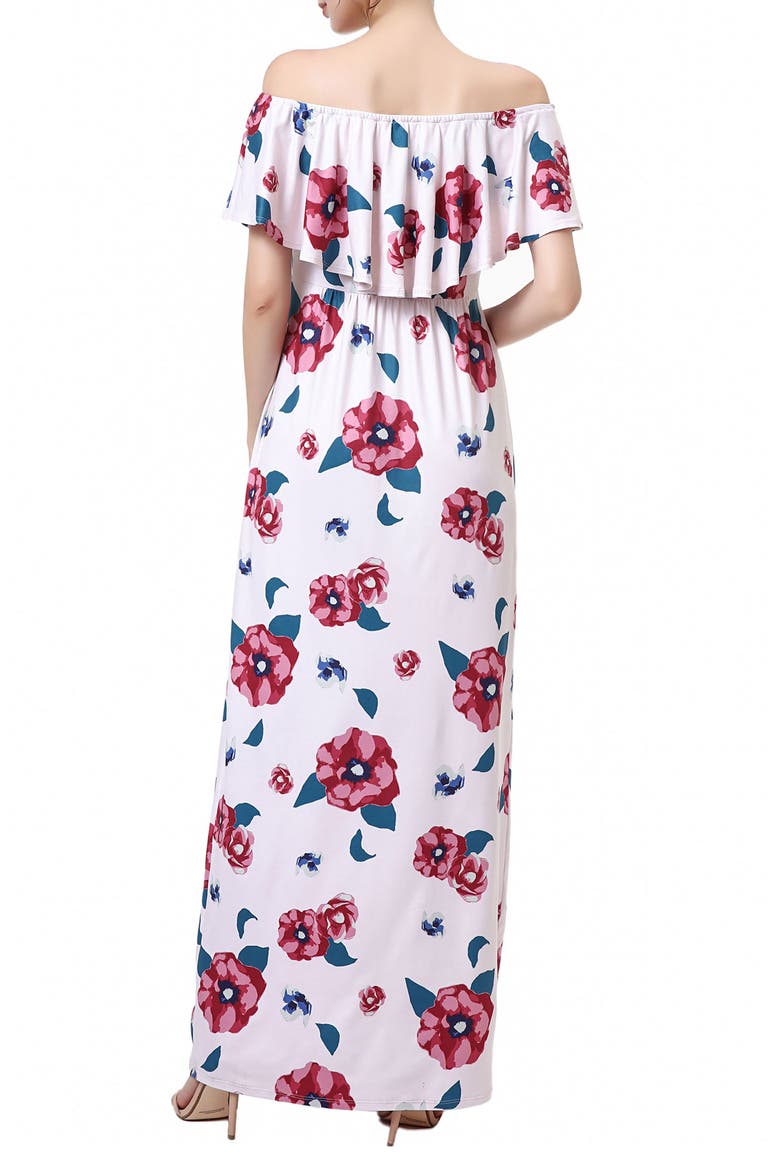 Lydia Off the Shoulder Maternity/Nursing Maxi Dress, Alternate, color, BEIGE