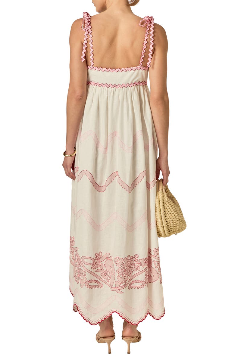 English Factory Embroidered Sleeveless Maxi Dress, Alternate, color, White/ Pink