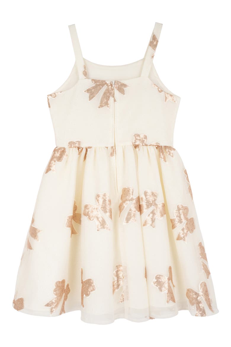 Kids' Sequin Bow Glitter Mesh Dress, Alternate, color, IVORY