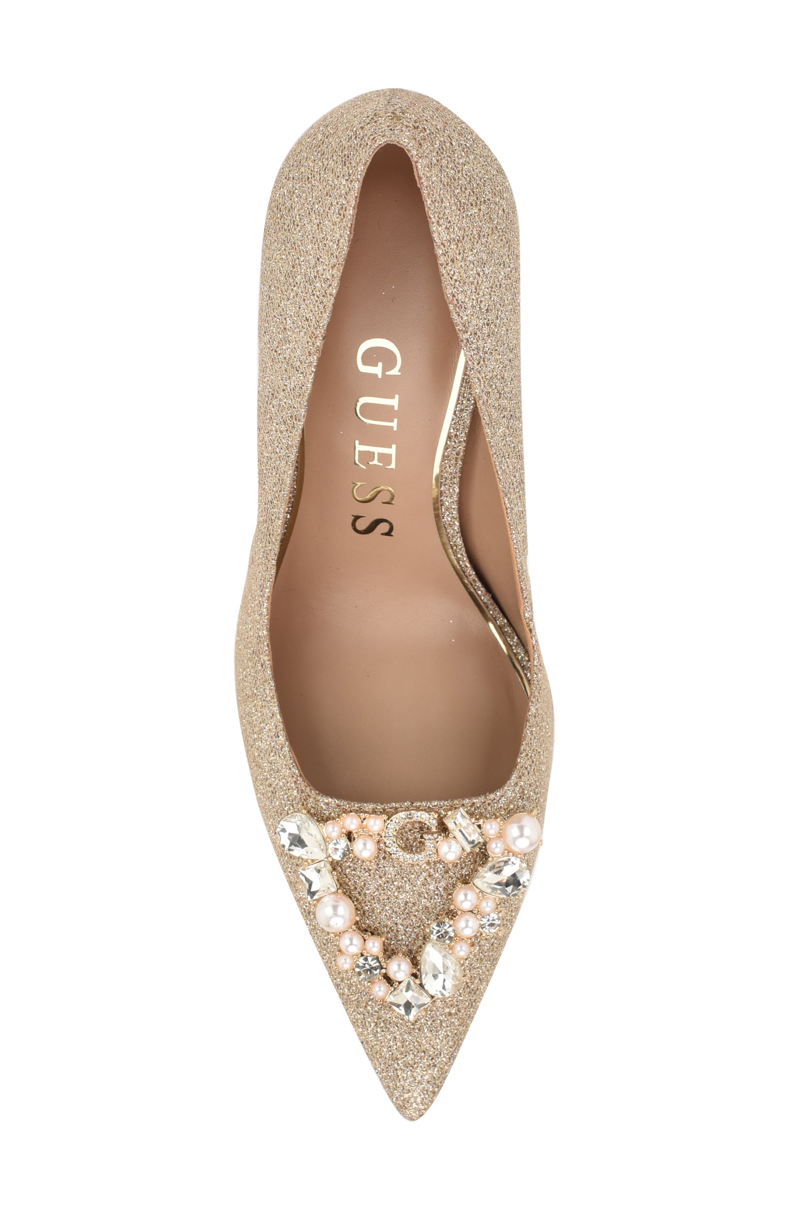 GUESS Prinsen 2 Tweed Pump, Alternate, color, Gold