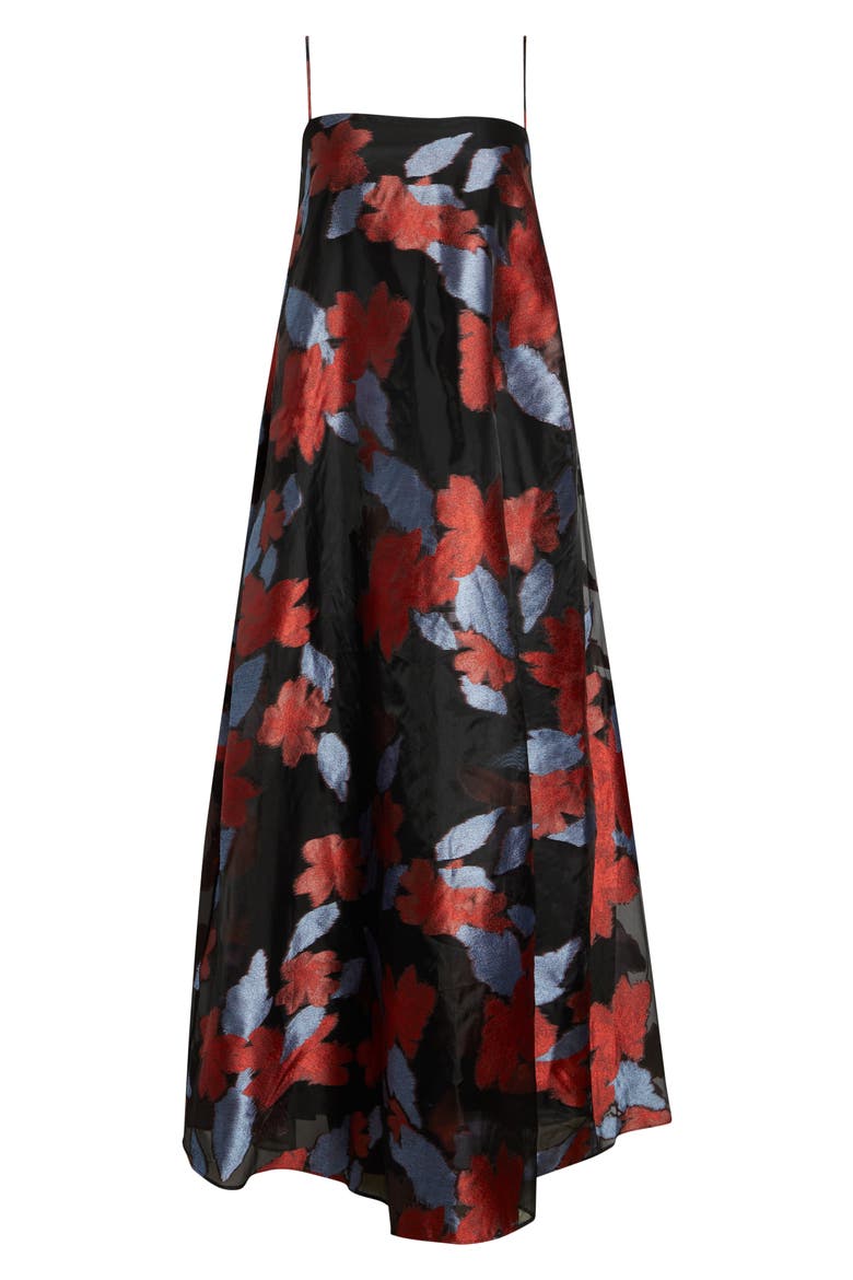 Delfina Floral Jacquard Organza Evening Dress, Alternate, color, NIGHT GARDEN