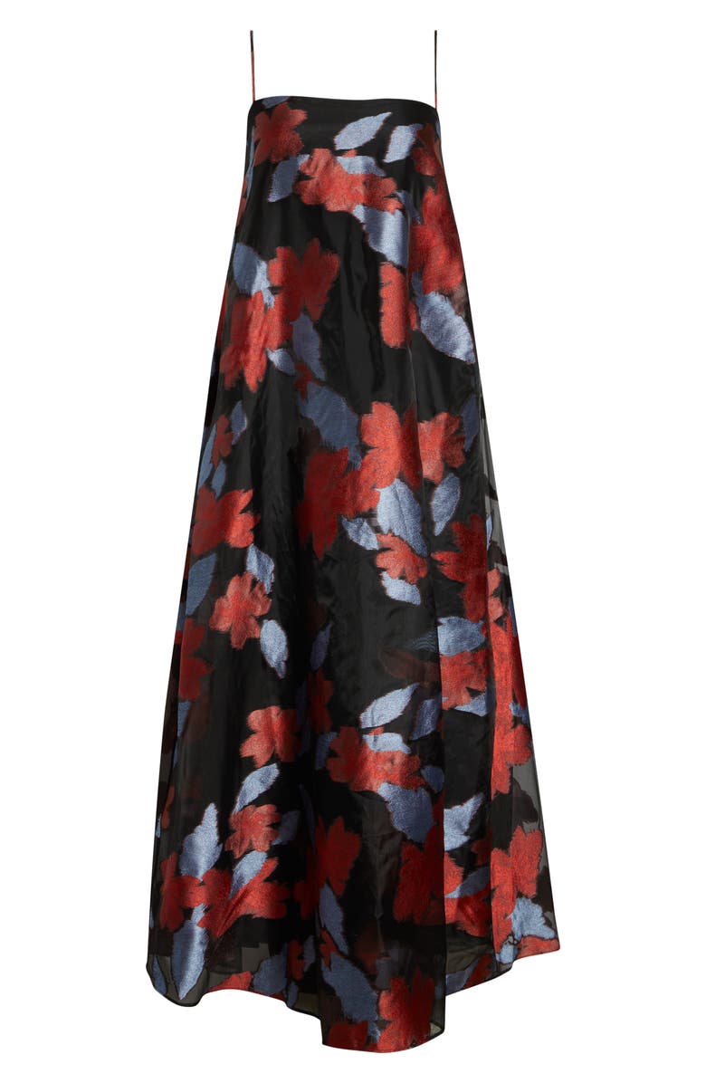STAUD Delfina Floral Jacquard Organza Evening Dress, Alternate, color, Night Garden