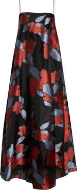 STAUD Delfina Floral Jacquard Organza Evening Dress