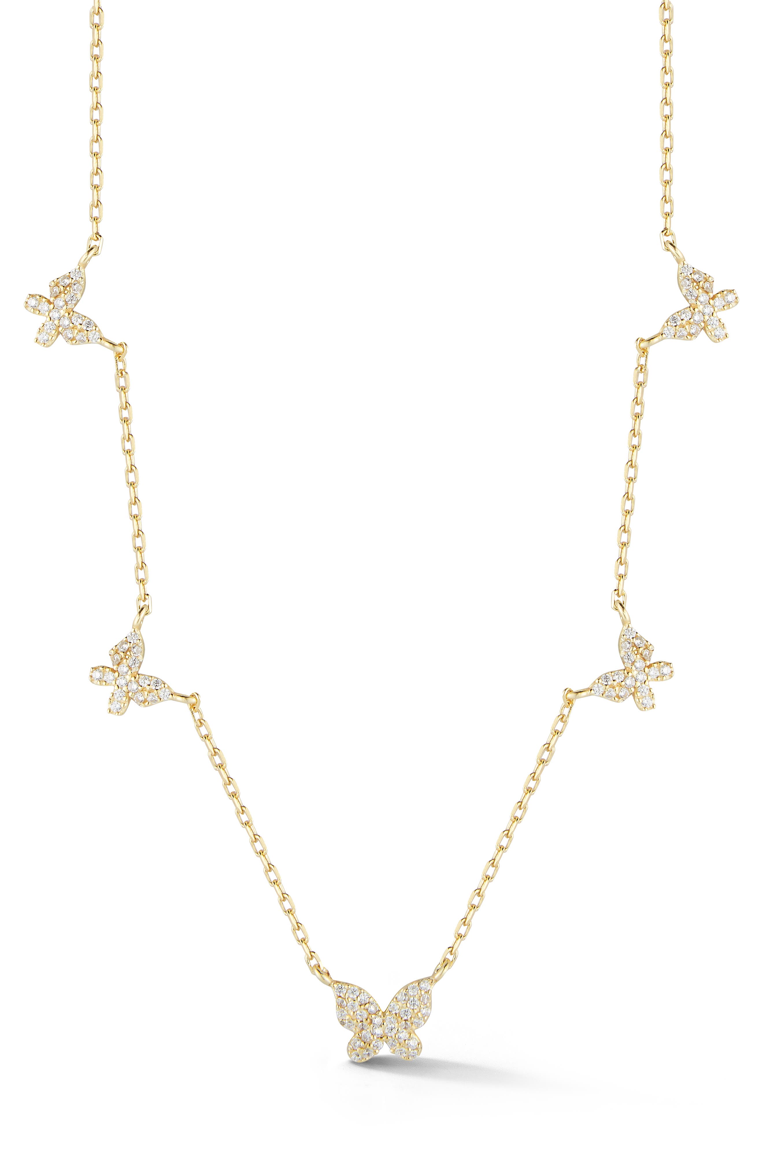 GLAZE JEWELRY Cubic Zirconia Butterfly Station Necklace
