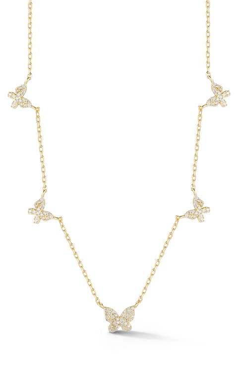 Cubic Zirconia Butterfly Station Necklace
