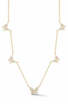 GLAZE JEWELRY Cubic Zirconia Butterfly Station Necklace