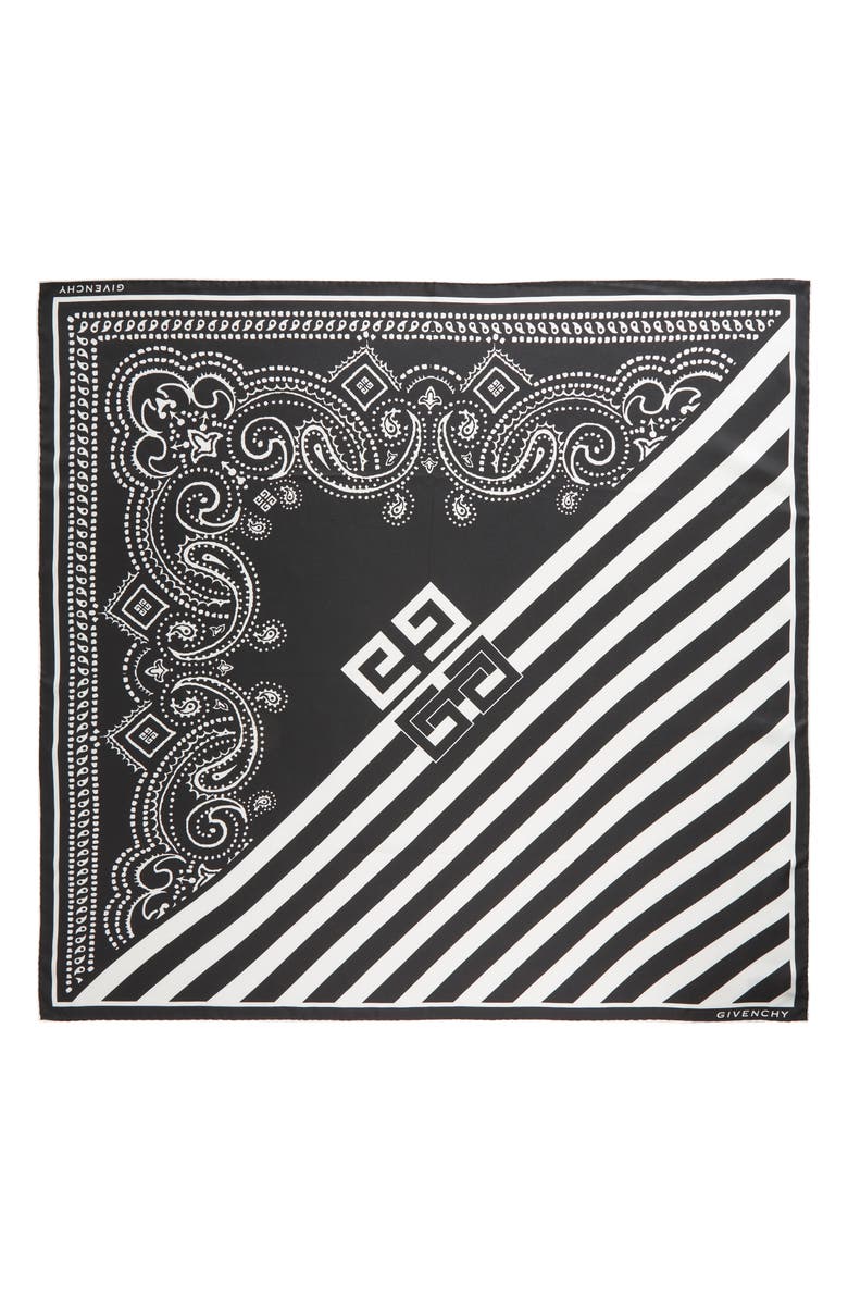 Givenchy Stripe & Bandana Print Silk Scarf, Main, color, 