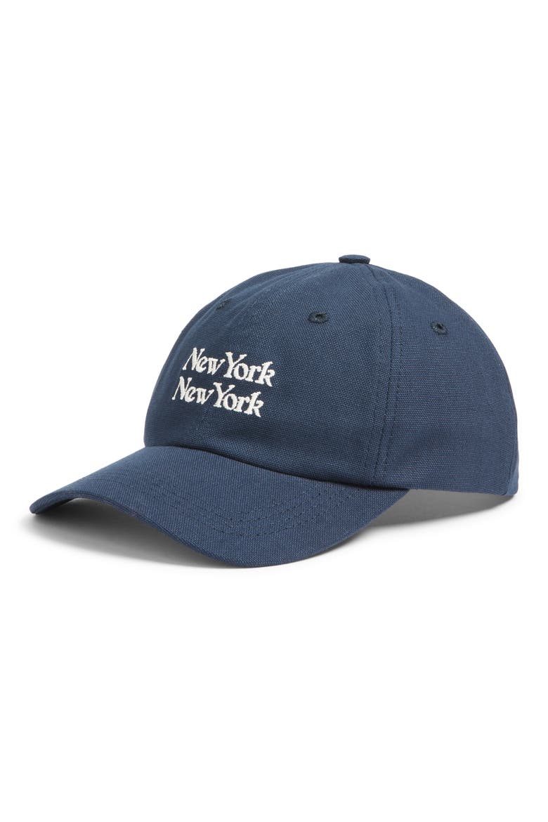 New York New York Adjustable Cotton Twill Baseball Cap, Main, color, NAVY