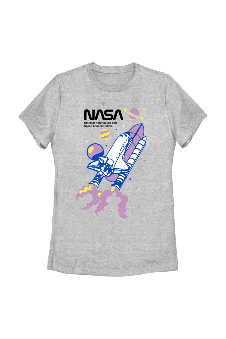 Junior's NASA Space Shuttle Illustration  Graphic T-Shirt, Main, color, Athletic Heather
