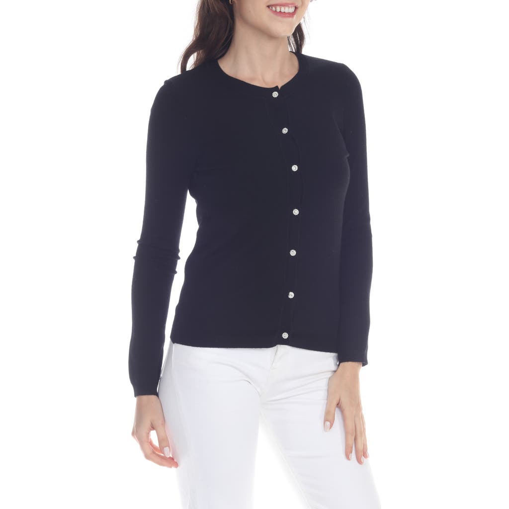 RAIN AND ROSE RAIN AND ROSE CREWNECK BUTTON-UP KNIT TOP