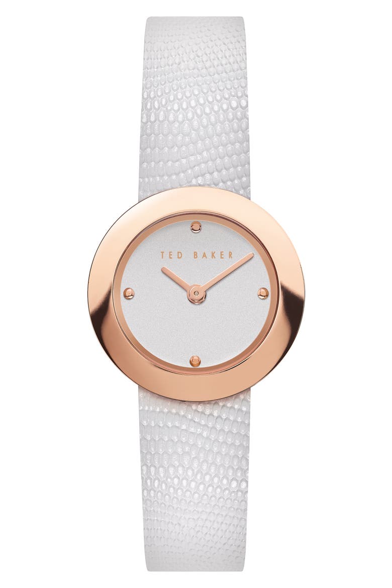 Seerena Leather Strap Watch, 24mm, Main, color, WHITE