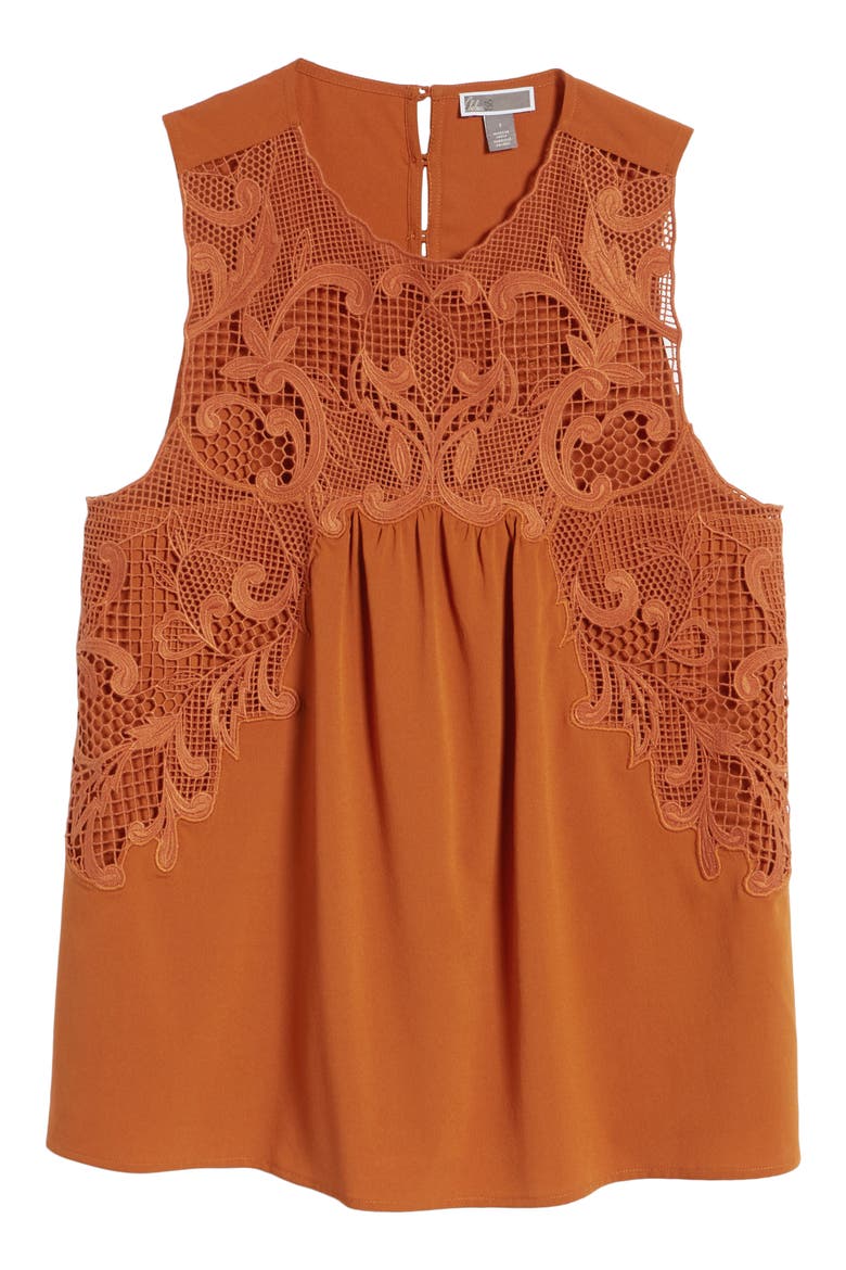 Lace Yoke Top, Alternate, color, RUST CIDER