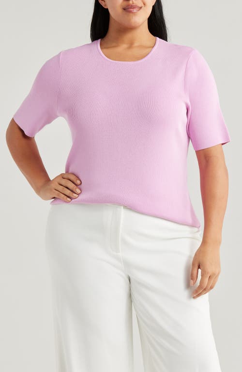Tahari Asl Short Sleeve Sweater In Pink Macaroon