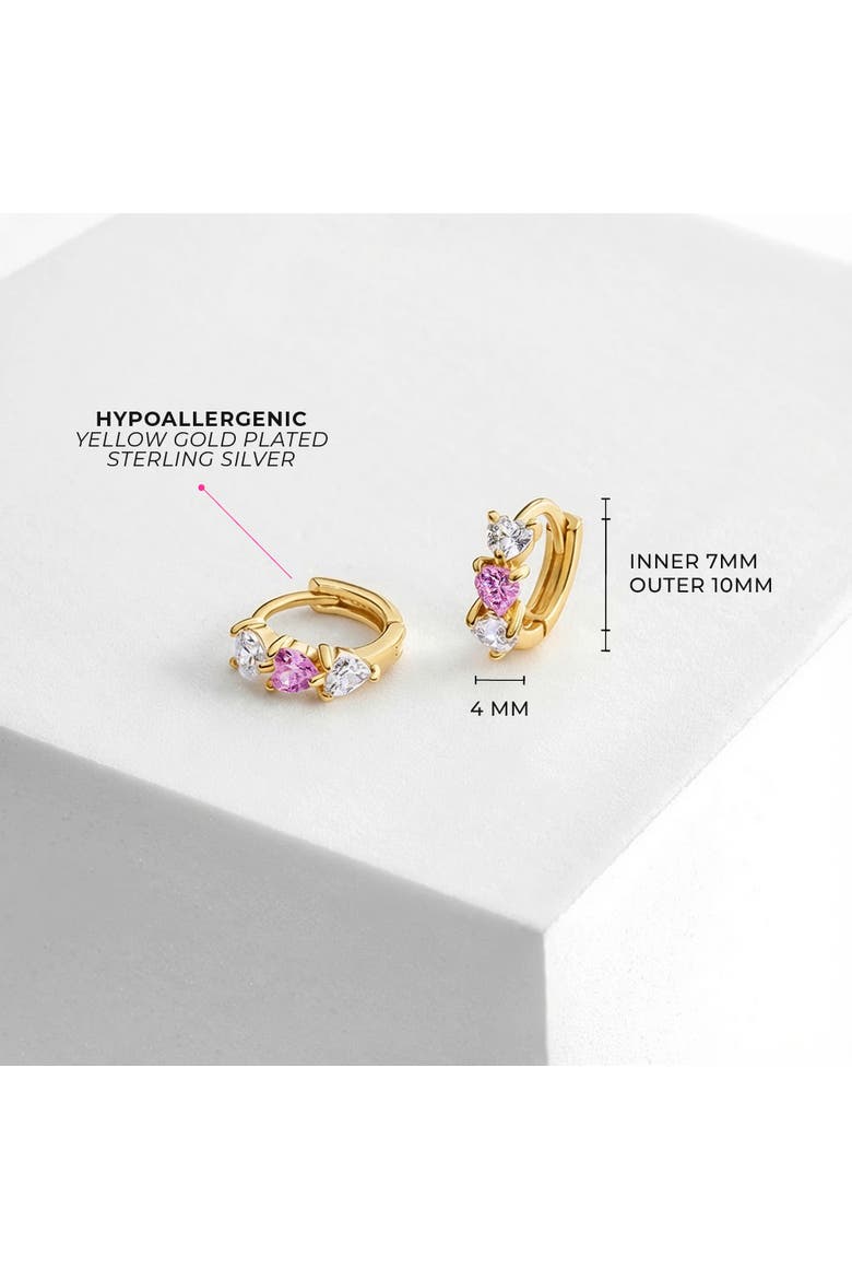 Cascading CZ Heart Plated Hoop, Alternate, color, Pink