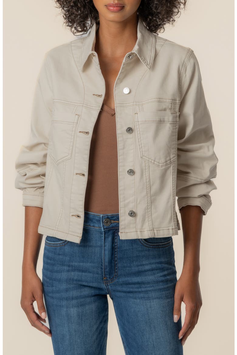 Bailey Topstitch Detail Denim Jacket, Main, color, ECRU