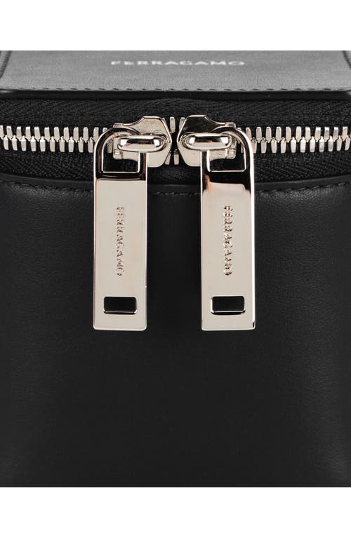 Ferragamo Cube Leather Bucket Bag In Black