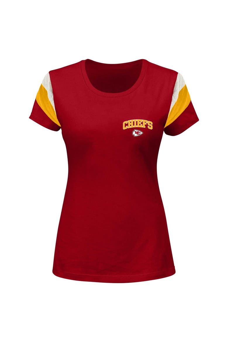 Women's Fanatics Branded Patrick Mahomes Red Kansas City Chiefs Plus Size Sleeve Stripe Name & Number T-Shirt, Alternate, color, Red