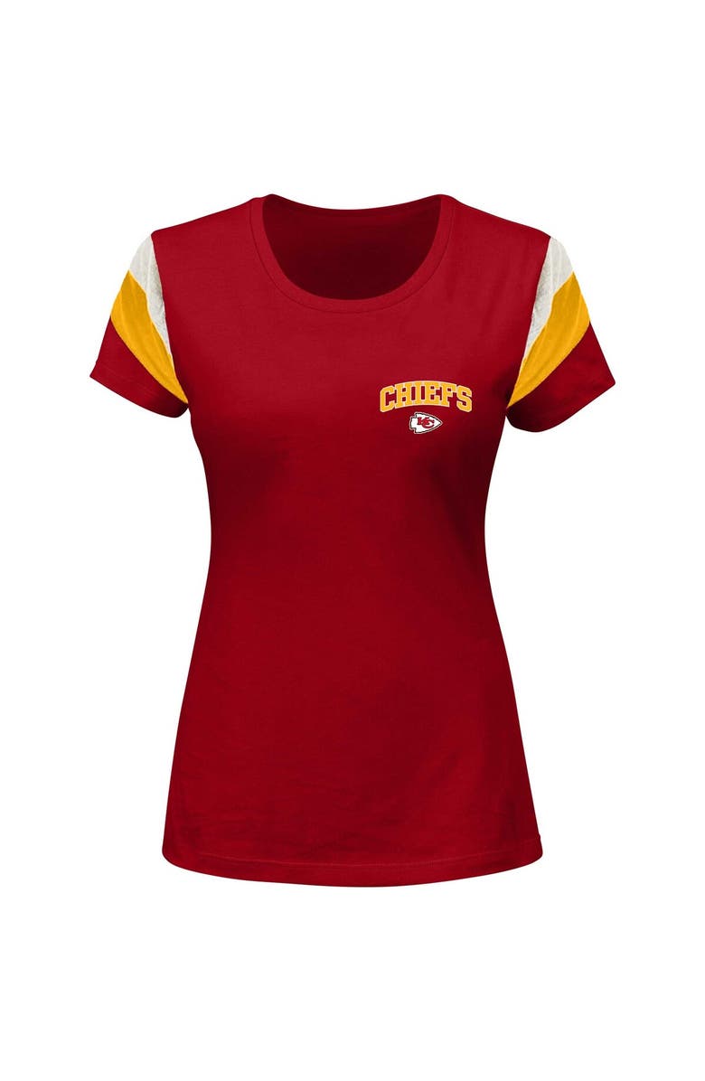 FANATICS Women's Fanatics Branded Patrick Mahomes Red Kansas City Chiefs Plus Size Sleeve Stripe Name & Number T-Shirt, Alternate, color,