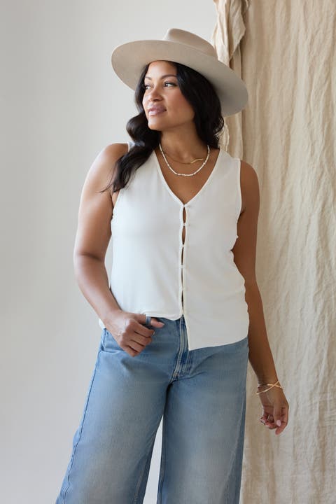 The Cupro Button Front Tank