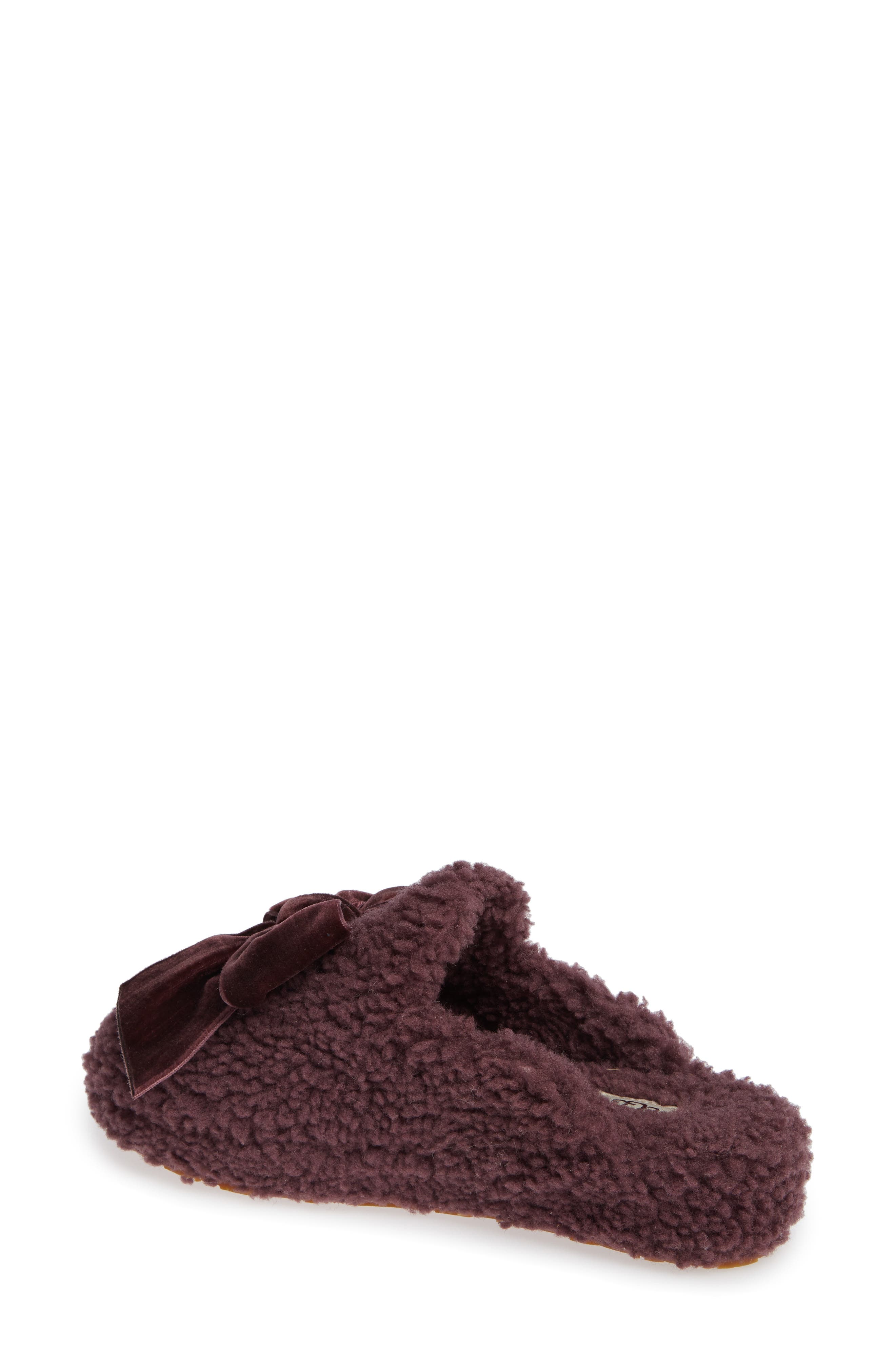UGG<sup>®</sup> Addison Velvet Bow Genuine Shearling Slipper, Alternate, color, 