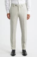 Berle Slim Fit Flat Front Charcoal Grey Super 100s Wool Dress Pants