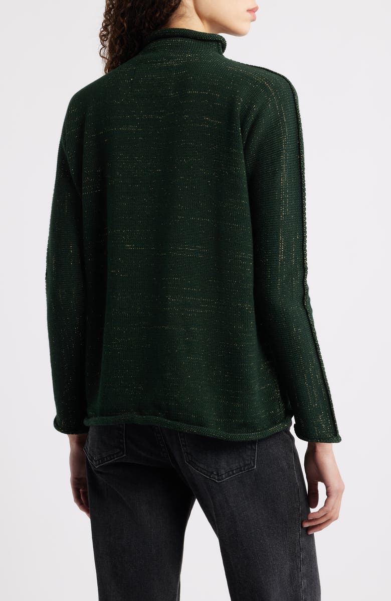 Frank & Eileen Monterey Stripe Cotton Funnel Neck Sweater, Alternate, color, Green Gold Glitter