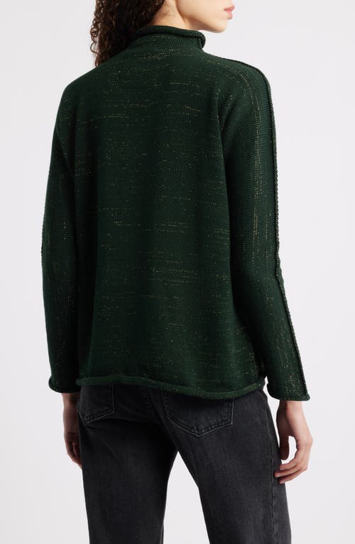 Frank & Eileen Monterey Stripe Cotton Funnel Neck Sweater In Green