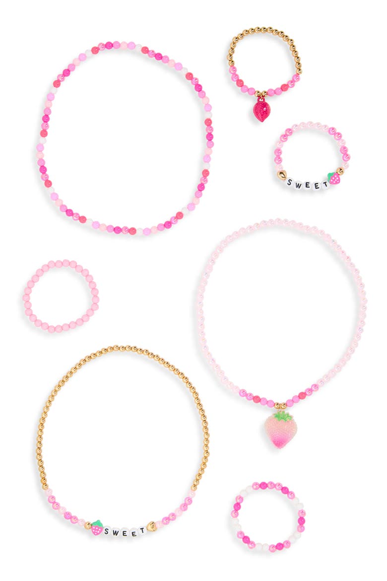 Kids' 7-Piece Bracelet & Necklace Set, Main, color, PINK MULTI